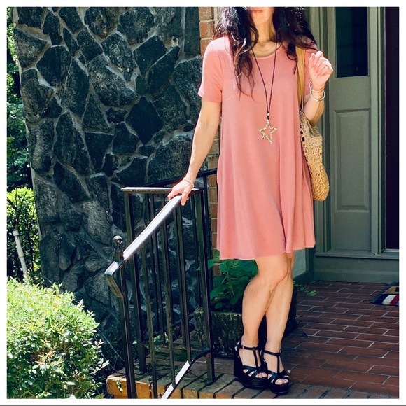 CHIC ROSE T-SHIRT SIDE POCKET SWING DRESS - Picture 10 of 10